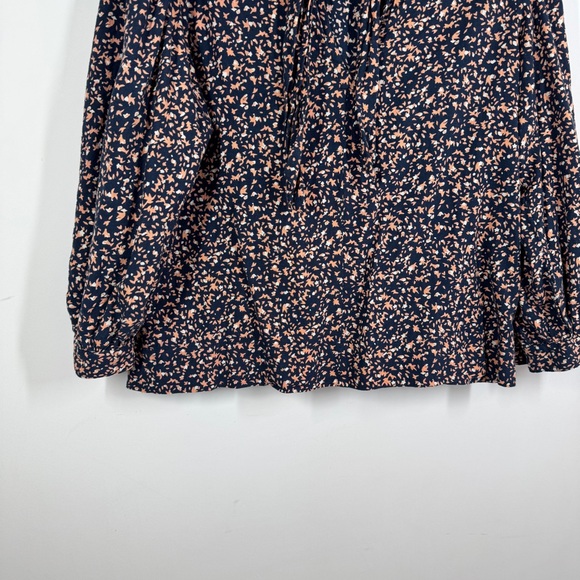Anthropologie Mirth Navy Floral Cotton Long Sleeve Boho Blouse Top Size M - Picture 4 of 14